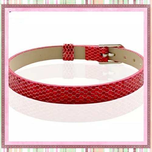 Bracelet simili cuir croco paillette rouge  20cm