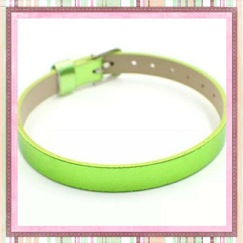 Bracelet simili cuir brillant vert 20cm