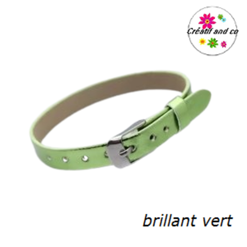 Bracelet simili cuir brillant vert 20cm