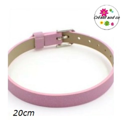 Bracelet simili cuir brillant rose pâle  20cm