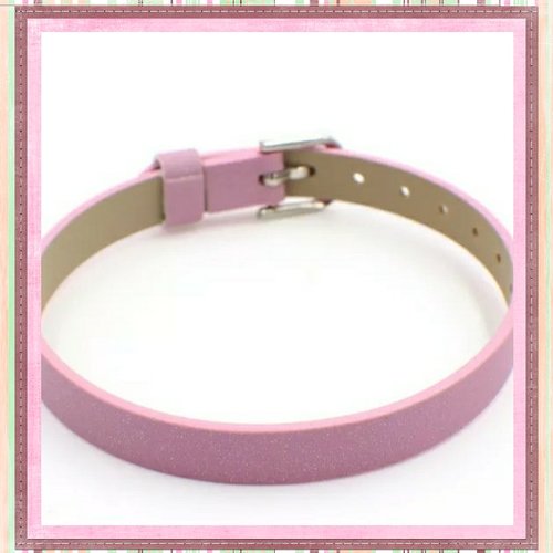 Bracelet simili cuir brillant rose pâle  20cm