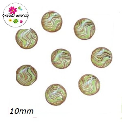 X2 cabochons jaune/orange et or résine 10mm