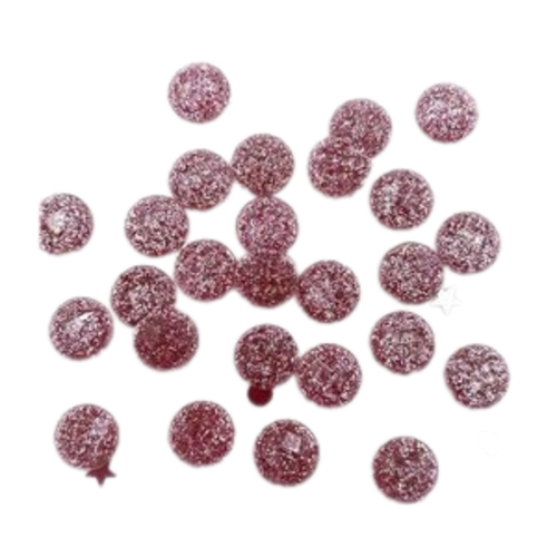 X2 cabochons rose pâle à facette résine 10mm