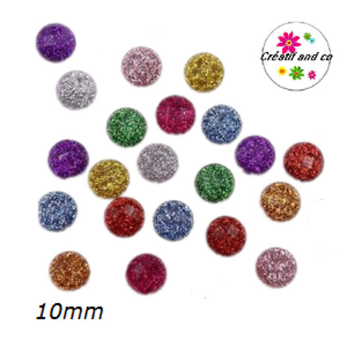 X 5 cabochons mix à facette résine 10mm