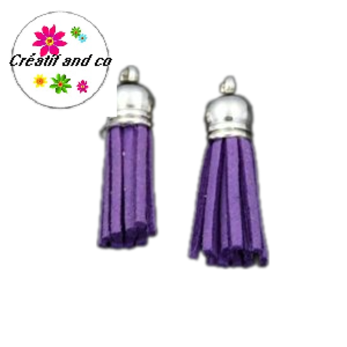 Pendentif pompon suédine mauve 35mm