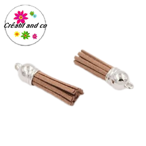Pendentif pompon suédine chocolat  35mm