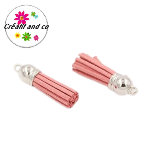 Pendentif pompon suédine vieux rose 35mm