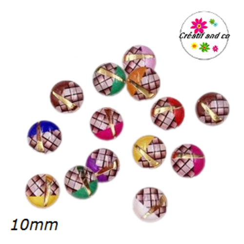 X2 cabochons dômes résine 10mm