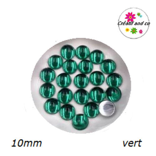 X2 cabochons lumière vert résine 10mm