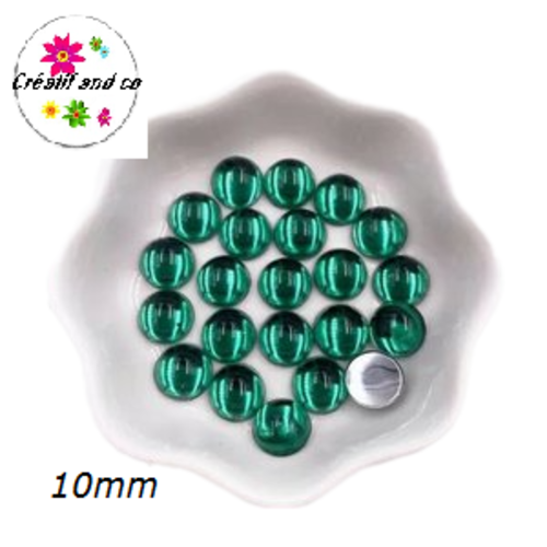X2 cabochons lumière vert résine 10mm