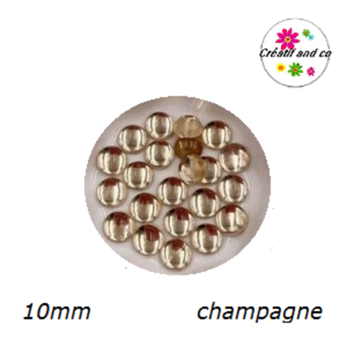 X2 cabochons lumière champagne résine 10mm