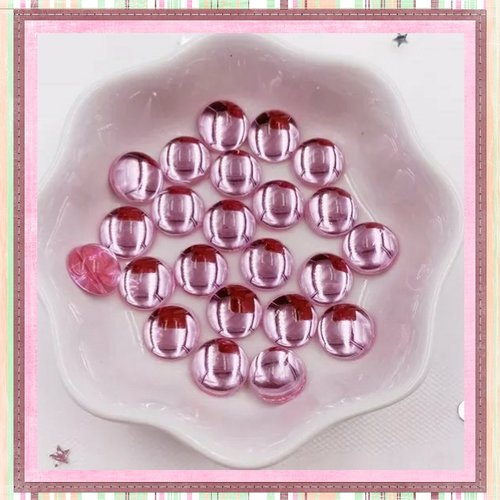 X2 cabochons lumière rose résine 10mm