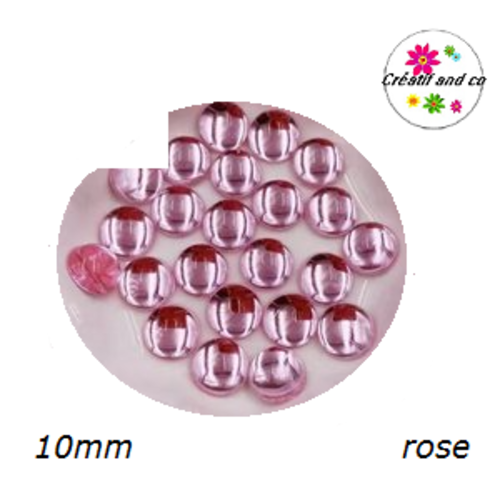 X2 cabochons lumière rose résine 10mm