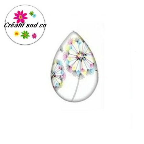 Cabochon goutte pissenlit coloré 18x25mm