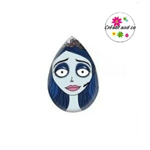 Cabochon goutte visage femme abstrait 18x25mm