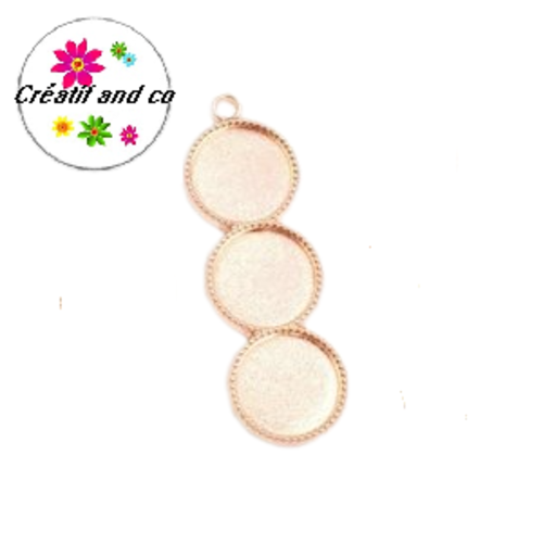 Pendentif  trio cabochon rond rose gold 12mm