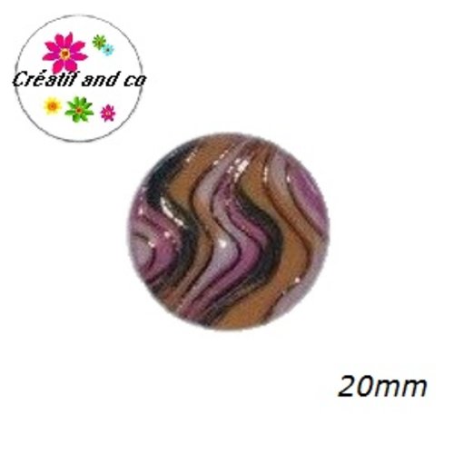 Cabochon vague multicouleur résine 20mm