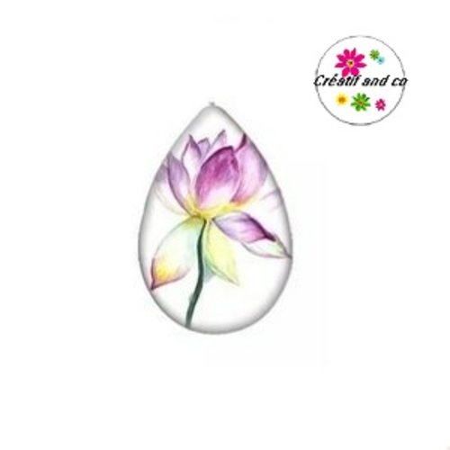 Cabochon goutte fleur 18x25mm