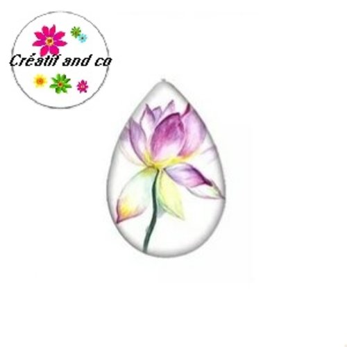 Cabochon goutte fleur  18x25mm