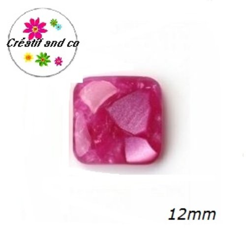 X2 cabochons carrés violines irisés résine 12mm