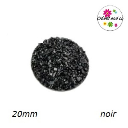 Cabochon imitation druzy noir résine 20mm