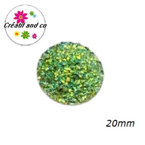 Cabochon imitation druzy kaki résine 20mm