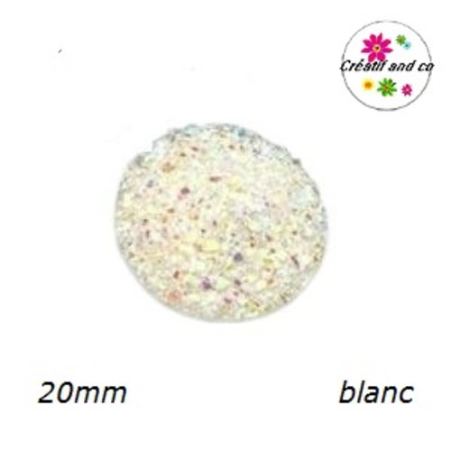 Cabochon imitation druzy blanc résine 20mm