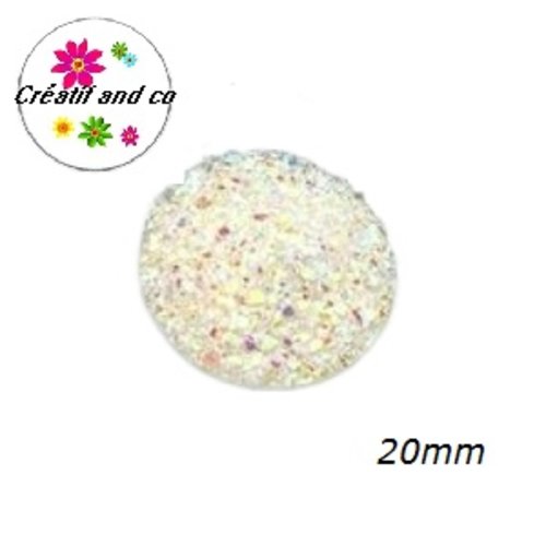 Cabochon imitation druzy blanc résine 20mm
