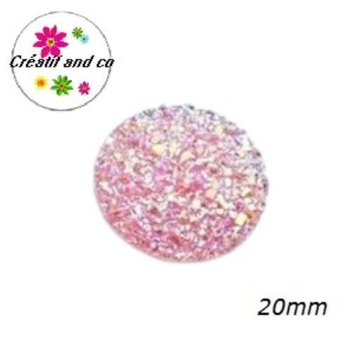 Cabochon imitation druzy parme résine 20mm