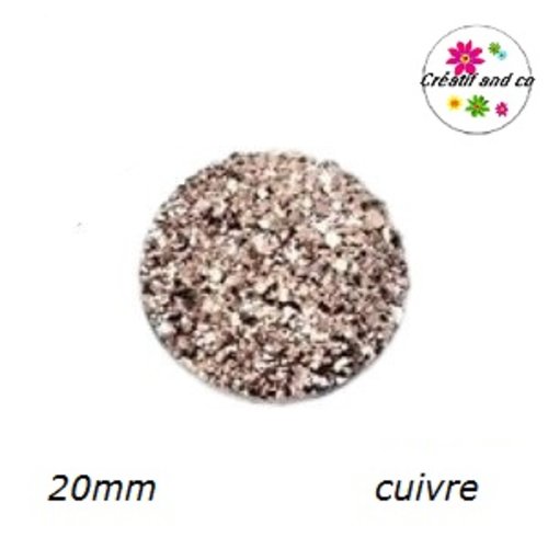 Cabochon imitation druzy cuivre résine 20mm