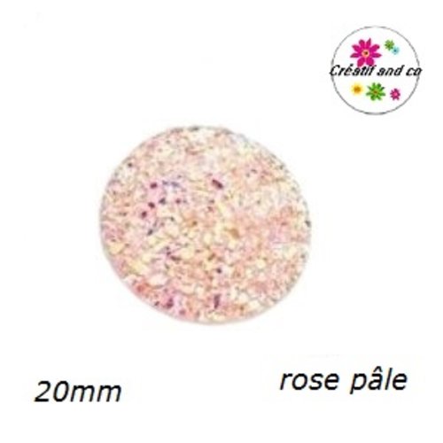 Cabochon imitation druzy rose pâle résine 20mm