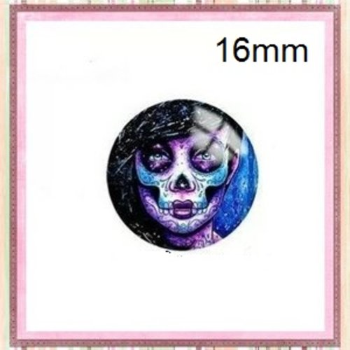 X2 cabochons visage femme skully 16mm