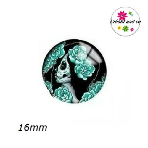 X2 cabochons visage femme skully 16mm