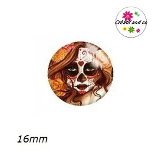 X2 cabochons visage femme skully 16mm