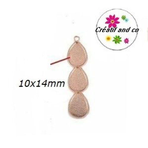 Pendentif trio cabochon goutte rose gold 10x14mm