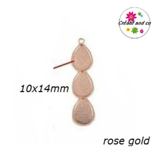 Pendentif trio cabochon goutte rose gold 10x14mm