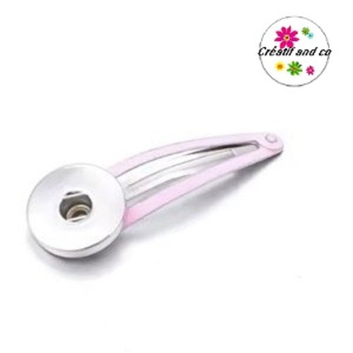 Barrette clip rose pour bouton pression 18/20mm