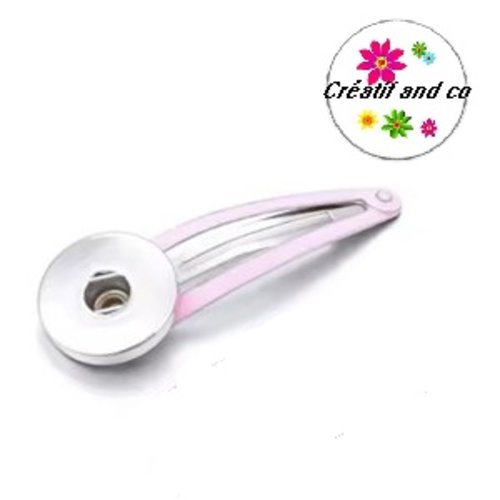 Barrette clip rose pour bouton pression 18/20mm