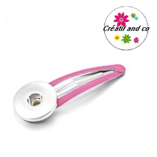 Barrette clip rose foncé pour bouton pression 18/20mm
