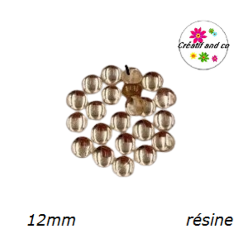 X2 cabochons lumière champagne résine 12mm