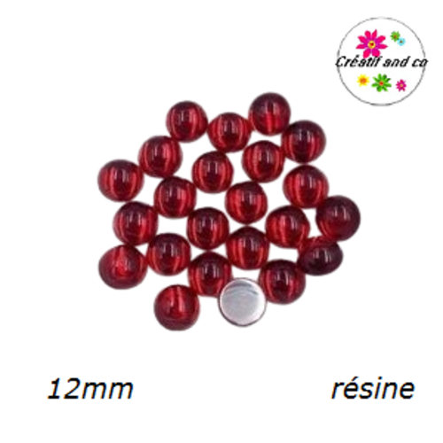 X2 cabochons lumières rouges résine 12mm