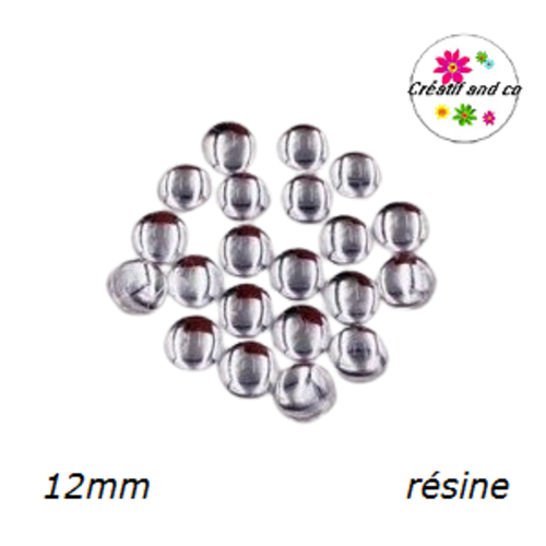 X2 cabochons lumières blancs résine 12mm