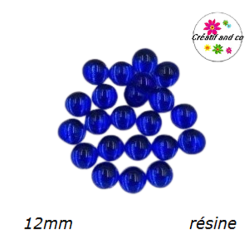 X2 cabochons lumières bleus rois résine 12mm