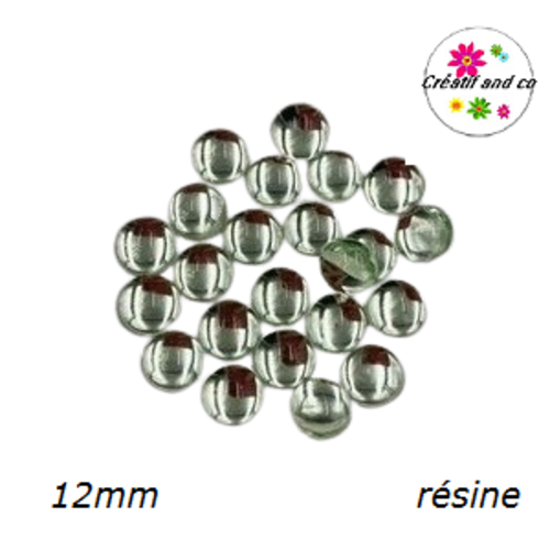 X2 cabochons lumières verts d'eau résine 12mm