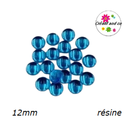 X2 cabochons lumières turquoises résine 12mm