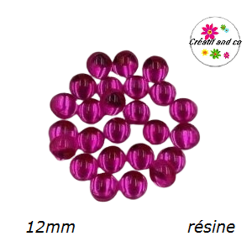 X2 cabochons lumières fuchsias résine 12mm