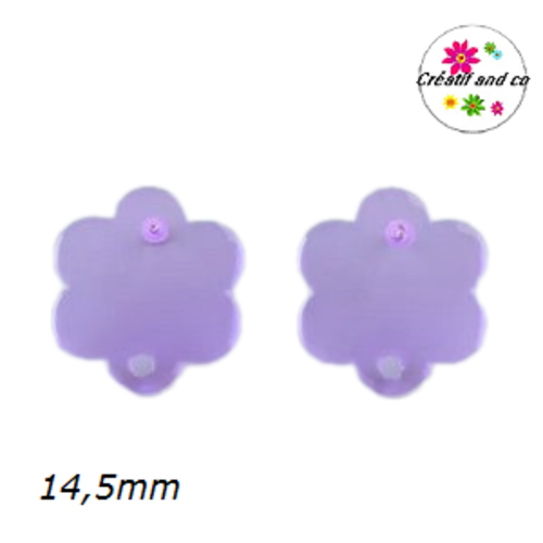 Clou oreille fleur de prunier mauve translucide acrylique et tige argent 925