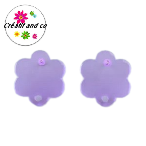 Clou oreille fleur de prunier mauve translucide acrylique et tige argent 925