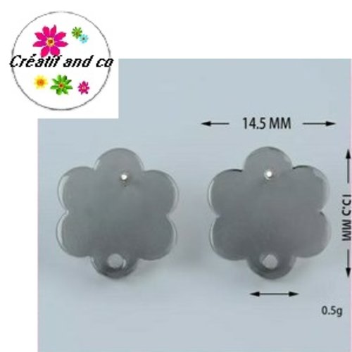 Clou oreille fleur de prunier noire translucide acrylique et tige argent 925