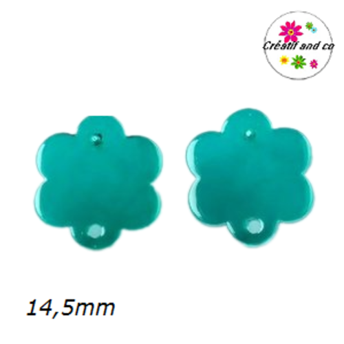 Clou oreille fleur de prunier verte foncée translucide acrylique et tige argent 925